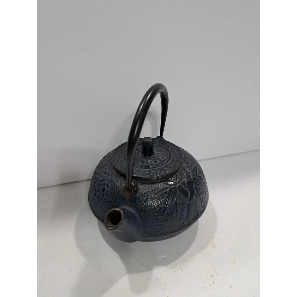 Vintage‎ Small Japanese Cast Iron Kettle Tree Designs Teapot W/ Infuser Unsigned
